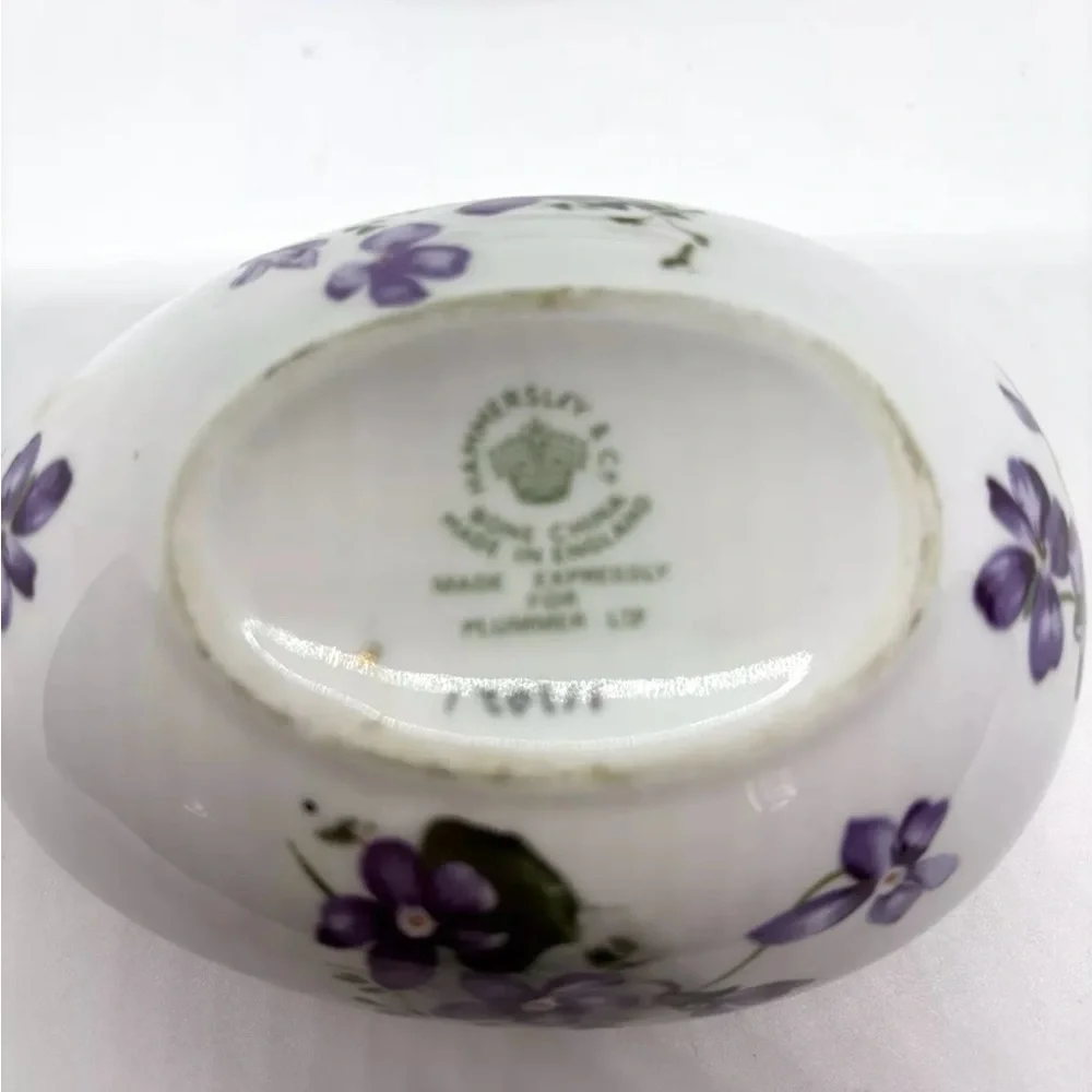Vintage Hammersley Victorian Violets Egg Trinket Box - Picture 3 of 4